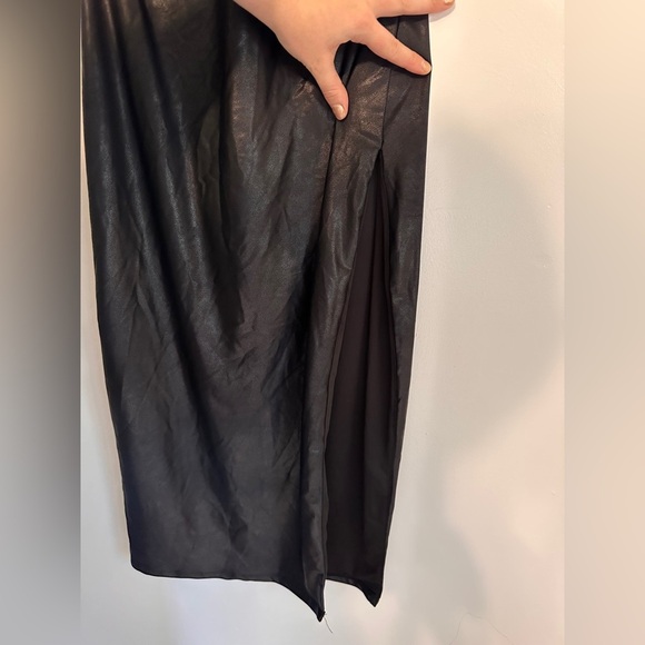 Naked Wardrobe Extra Drippin’ Faux Leather Crossover Halter Midi Dress NWT Large - Picture 5 of 9